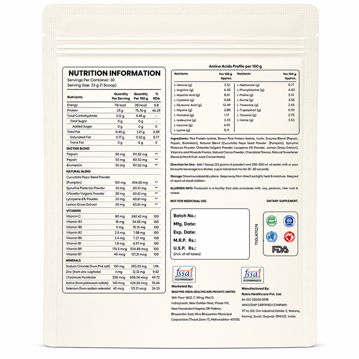 RevaSure - The Founder's Batch I Bloat-Free Plant Protein 1Kg with Scoop.